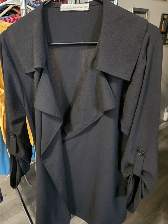Tops - Black Draped Open-Front top